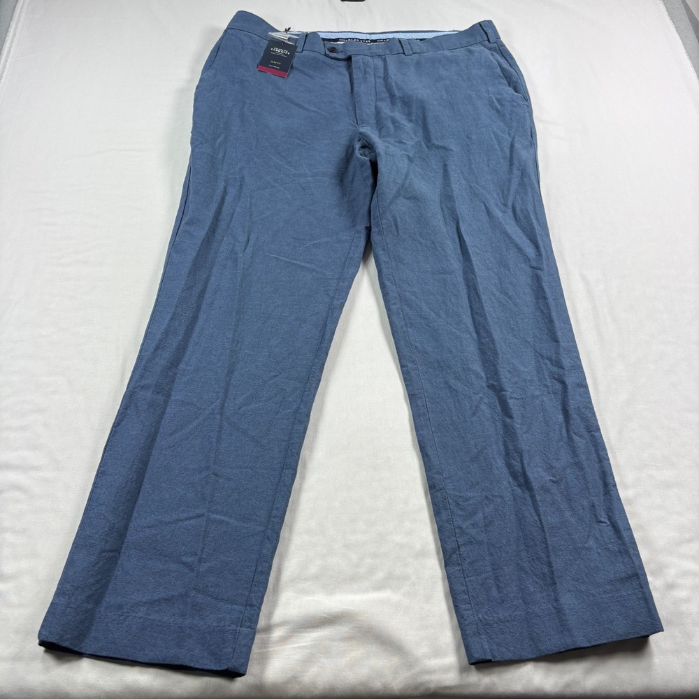 Charles Tyrwhitt Linen Pants Mens 38x30 Blue Slim Fit Trousers NEW